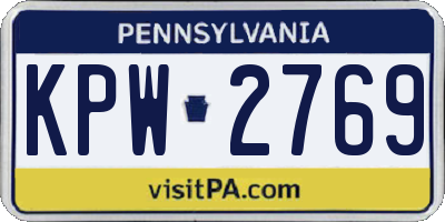 PA license plate KPW2769