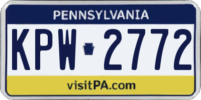 PA license plate KPW2772