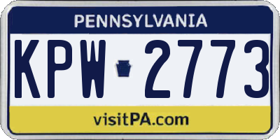 PA license plate KPW2773