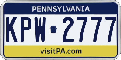 PA license plate KPW2777