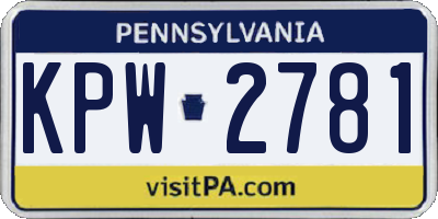 PA license plate KPW2781