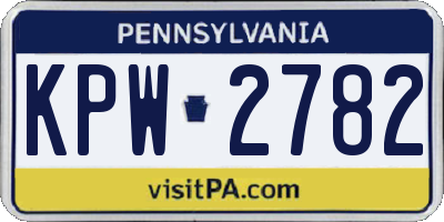 PA license plate KPW2782