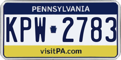 PA license plate KPW2783