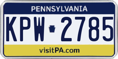 PA license plate KPW2785