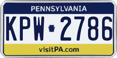 PA license plate KPW2786