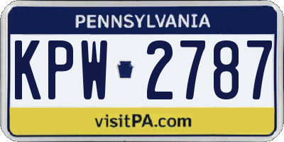 PA license plate KPW2787