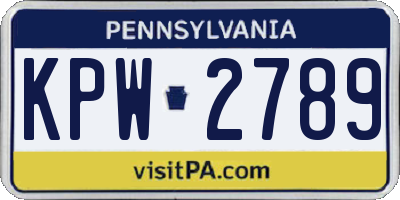 PA license plate KPW2789