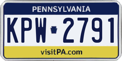 PA license plate KPW2791