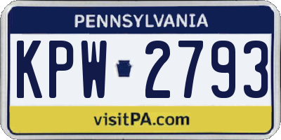 PA license plate KPW2793