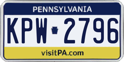 PA license plate KPW2796