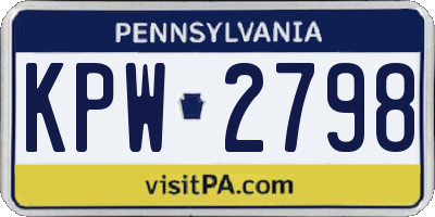 PA license plate KPW2798