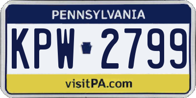 PA license plate KPW2799