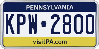 PA license plate KPW2800