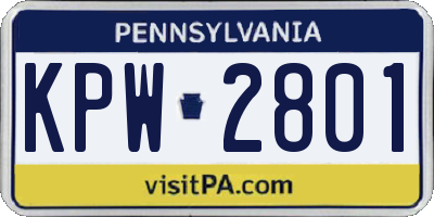 PA license plate KPW2801