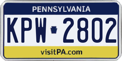 PA license plate KPW2802