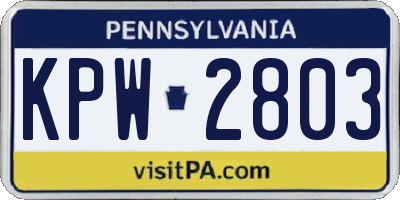 PA license plate KPW2803