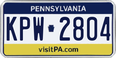 PA license plate KPW2804