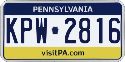 PA license plate KPW2816