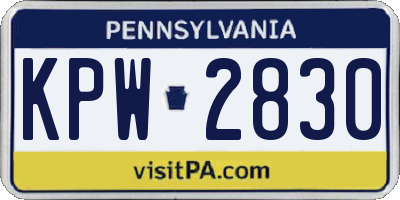 PA license plate KPW2830