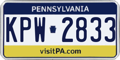 PA license plate KPW2833
