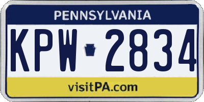 PA license plate KPW2834