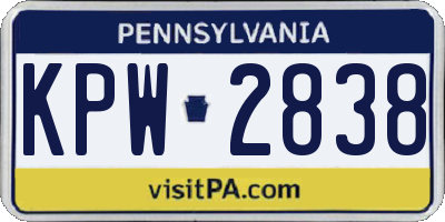 PA license plate KPW2838