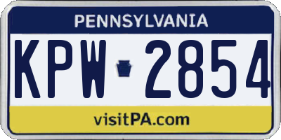 PA license plate KPW2854
