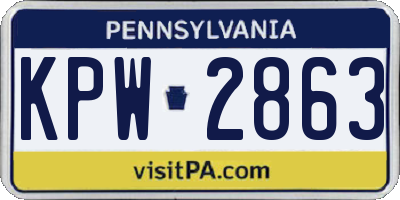 PA license plate KPW2863