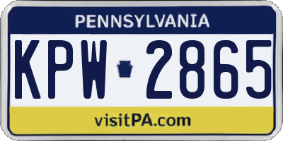 PA license plate KPW2865