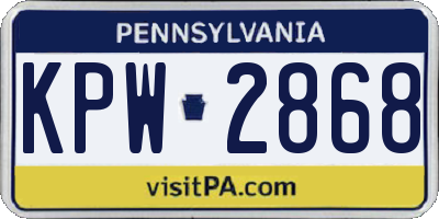 PA license plate KPW2868