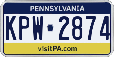 PA license plate KPW2874