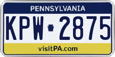 PA license plate KPW2875