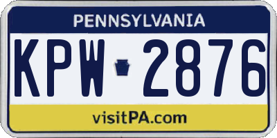 PA license plate KPW2876