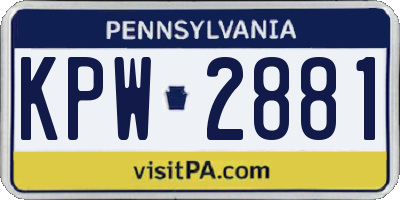 PA license plate KPW2881