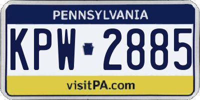PA license plate KPW2885