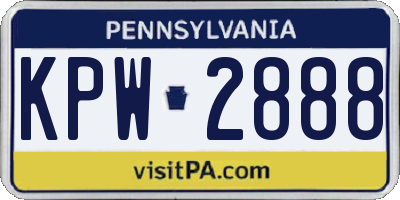 PA license plate KPW2888