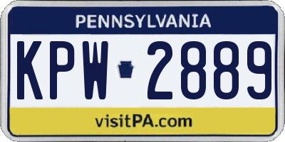 PA license plate KPW2889
