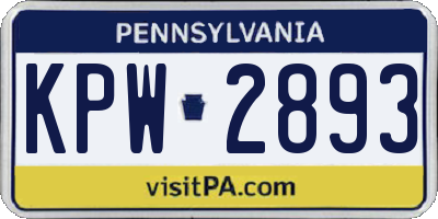 PA license plate KPW2893