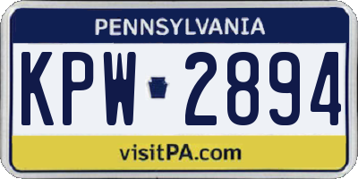 PA license plate KPW2894