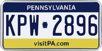 PA license plate KPW2896