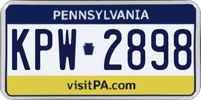 PA license plate KPW2898