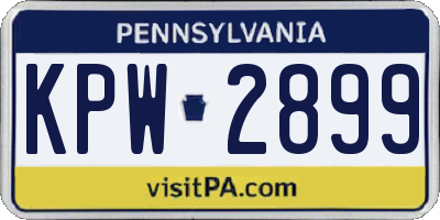 PA license plate KPW2899