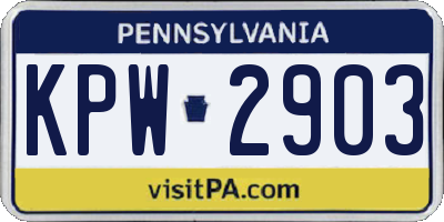 PA license plate KPW2903