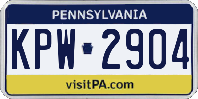 PA license plate KPW2904
