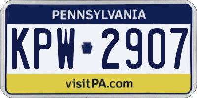PA license plate KPW2907
