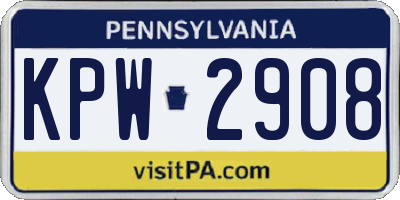 PA license plate KPW2908