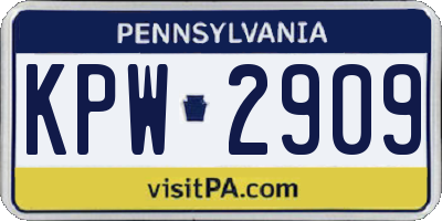 PA license plate KPW2909