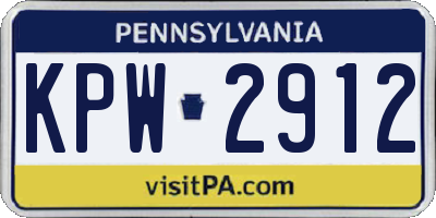 PA license plate KPW2912