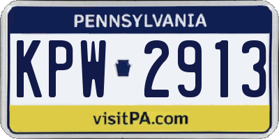 PA license plate KPW2913