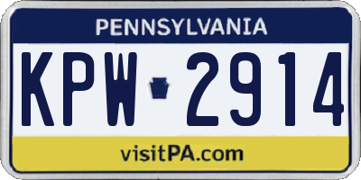 PA license plate KPW2914